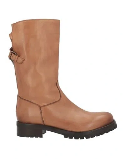 Sartore Woman Boot Camel Size 8 Leather In Multi