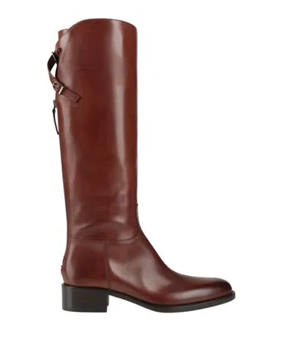 Sartore Woman Boot Tan Size 10 Leather In Brown