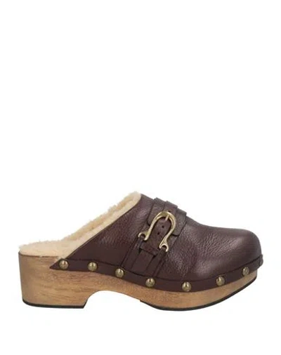 Sartore Woman Mules & Clogs Dark Brown Size 7 Leather