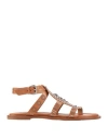 Sartore Woman Sandals Camel Size 7.5 Leather In Sand