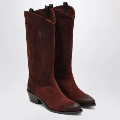 Sartore Women's Suede Frida Western Boot In Brown