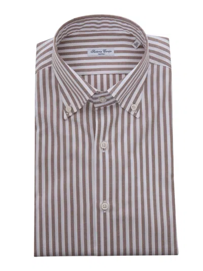 Sartoria Del Campo-sonrisa Brown Striped Shirt In Multi