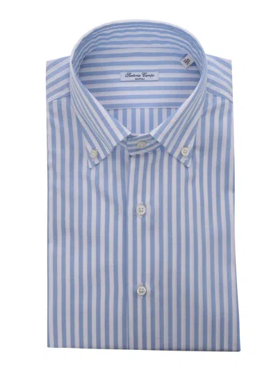 Sartoria Del Campo-sonrisa Light Blue Striped Cotton In Multi