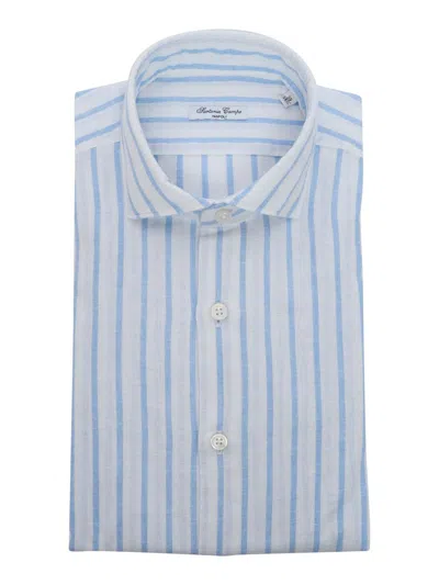 Sartoria Del Campo-sonrisa Camicia Azzurra A Righe In Multicolor