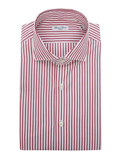 Sartoria Del Campo-sonrisa Red And White Striped Shirt In Multicolor