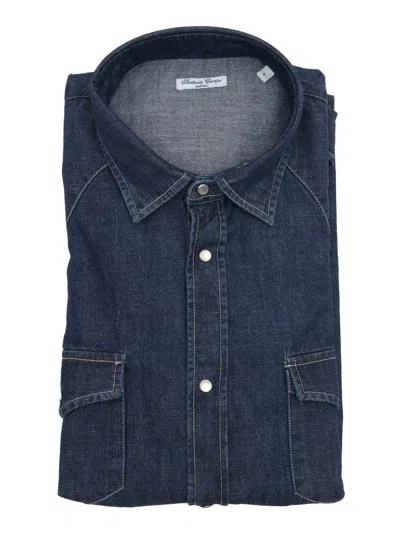 Sartoria Del Campo-sonrisa Sartoria Del Campo Sonrisa Camicia Uomo In Blue