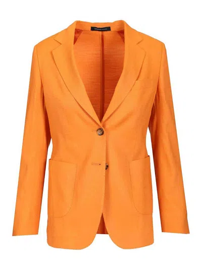 Sartoria Latorre Single-breasted Linen Blend Blazer In Orange