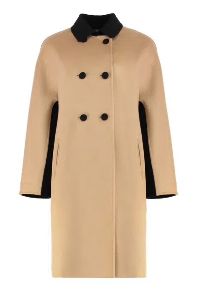 Sartoria Latorre Double-breasted Coat In Wool In Nude