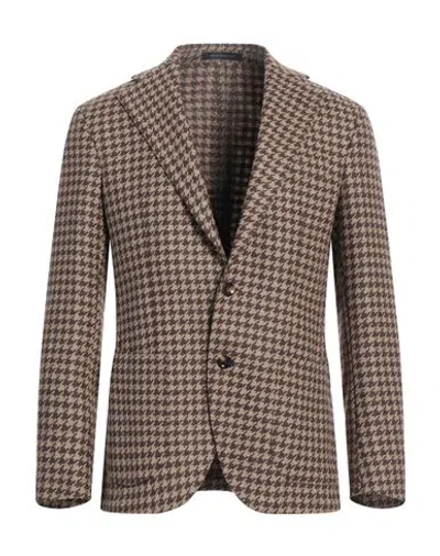 Sartoria Latorre Man Blazer Camel Size 42 Virgin Wool, Silk, Cashmere In Brown