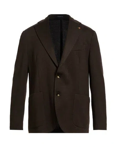Sartoria Latorre Man Blazer Dark Brown Size 42 Polyester, Virgin Wool, Acrylic