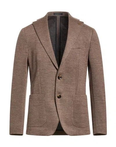 Sartoria Latorre Man Blazer Light Brown Size 46 Polyester, Virgin Wool, Acrylic