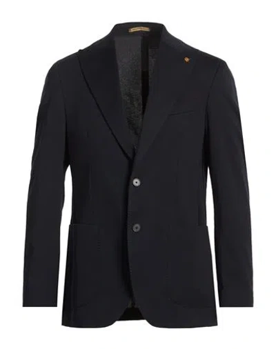 Sartoria Latorre Man Blazer Midnight Blue Size 44 Cotton, Polyamide, Elastic Fibres In Black