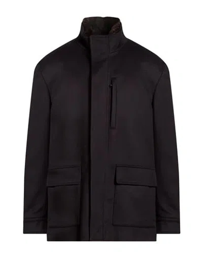 Sartoria Latorre Man Coat Midnight Blue Size 46 Virgin Wool, Polyamide, Cashmere In Black