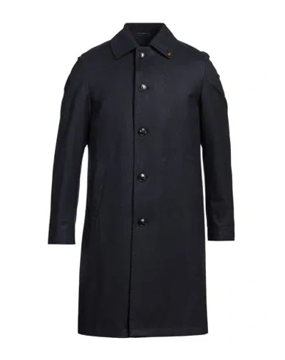 Sartoria Latorre Man Coat Midnight Blue Size 48 Virgin Wool, Polyurethane In Black