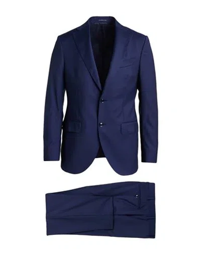 Sartoria Latorre Wool Suit With Two Buttons In Blue