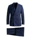 Sartoria Latorre Wool Suit With Two Buttons In Navy