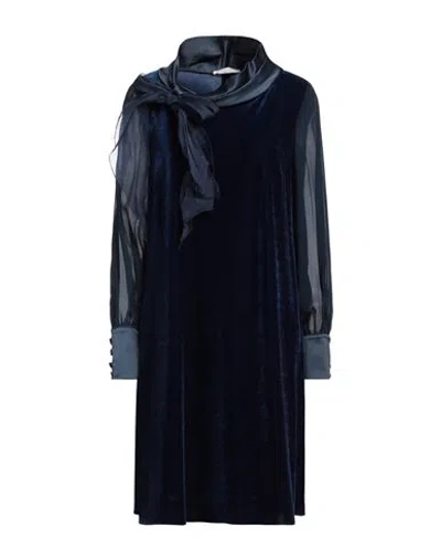 Sartoria Milanese Woman Mini Dress Navy Size 14 Silk, Elastane