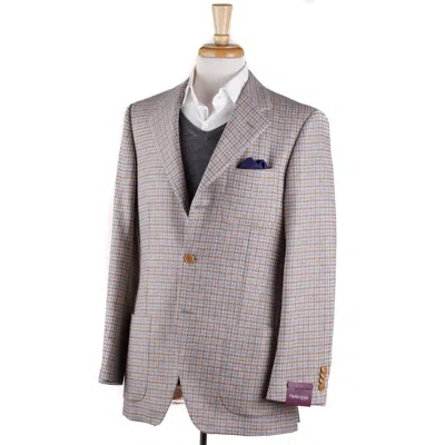 Pre-owned Sartoria Partenopea $3195  Classic-fit Houndtooth Tweed Wool Sport Coat 38 R In Beige