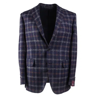 Pre-owned Sartoria Partenopea $3195  Navy Blue Layered Check Wool Sport Coat 40 R