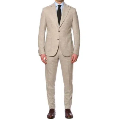 Pre-owned Sartoria Partenopea Beige Flannel Peak Lapel Wool Suit Current Model