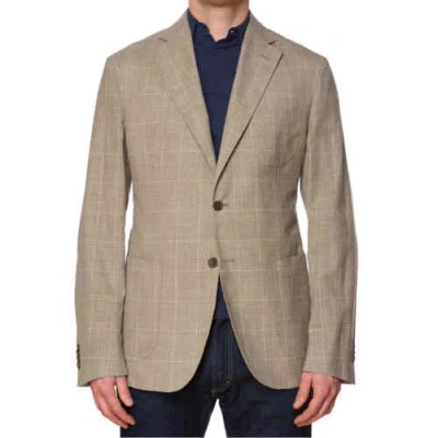 Pre-owned Sartoria Partenopea For Drinkwater's Gray Windowpane Linen Jacket Current M