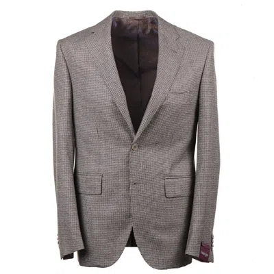 Pre-owned Sartoria Partenopea Napoli Sartoria Partenopea Houndstooth Check Wool And Cashmere Sport Coat 40r (eu 50) In Brown