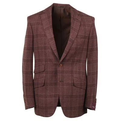 Pre-owned Sartoria Partenopea Napoli Sartoria Partenopea Slim-fit Burgundy Check Wool-cashmere Sport Coat 40r (eu 50) In Red