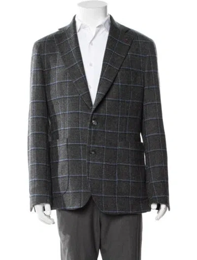 Pre-owned Sartoria Partenopea Plaid Print Blazer W/ Tags In Gray