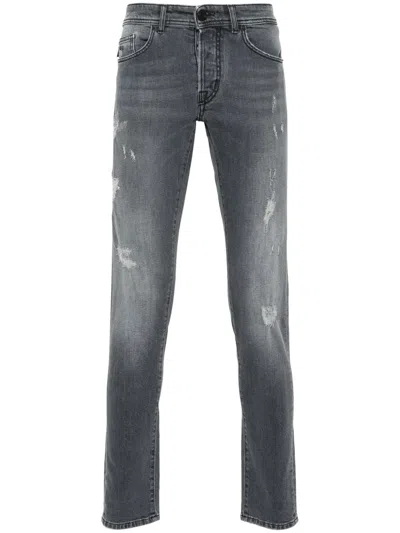 Sartoria Tramarossa 1980 Distressed Low-rise Slim-cut Jeans In 灰色