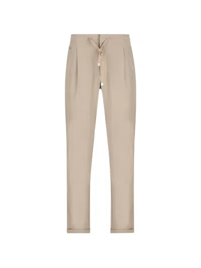 Sartoria Tramarossa Alvise Tecs Pleated Drawstring Trousers In Neutral