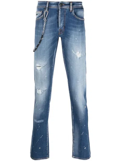 Sartoria Tramarossa Chain-detail Low-rise Tapered Jeans In Blue