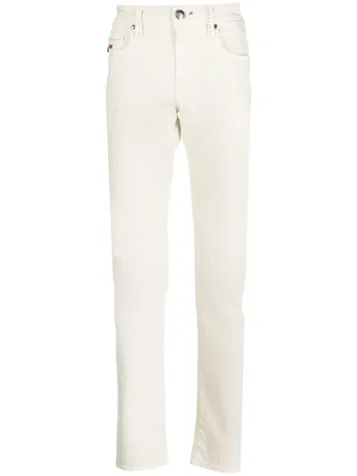 Sartoria Tramarossa Embroidered-logo Slim-fit Jeans In White