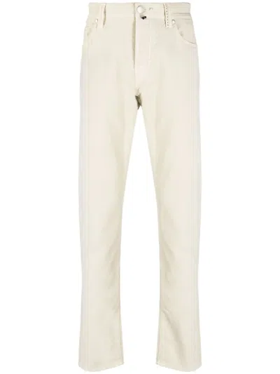 Sartoria Tramarossa Leonardo Logo-patch Slim-fit Trousers In Neutrals