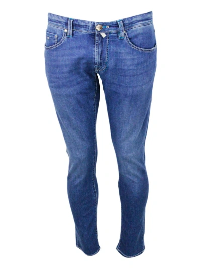 Sartoria Tramarossa Leonardo Zip Trousers In 5-pocket Stretch Selvedge Denim With Tailored Stitching In Contrasting Colo