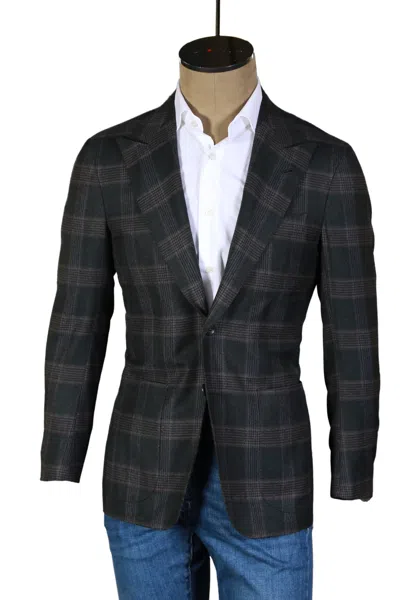 Sartorio Brown Plaid Sport Jacket In Black