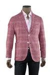 Sartorio Burgundy/ White Glen Check Plaid Wool-silk Sport Jacket In Pink