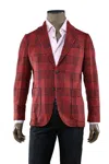 Sartorio Checked Virgin Wool-silk Sport Jacket In Red