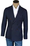 Sartorio Dark-blue Polka-dot Double Breasted Sport Jacket In Blue