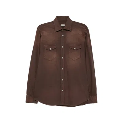 Sartorio Faded-effect Western-yoke Shirt In Brown