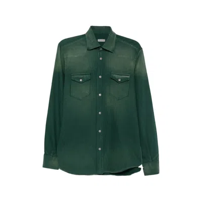 Sartorio Faded-effect Western-yoke Shirt In Green