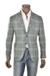 Sartorio Green/ White Glen Check Plaid Wool-silk Sport Jacket In Gray