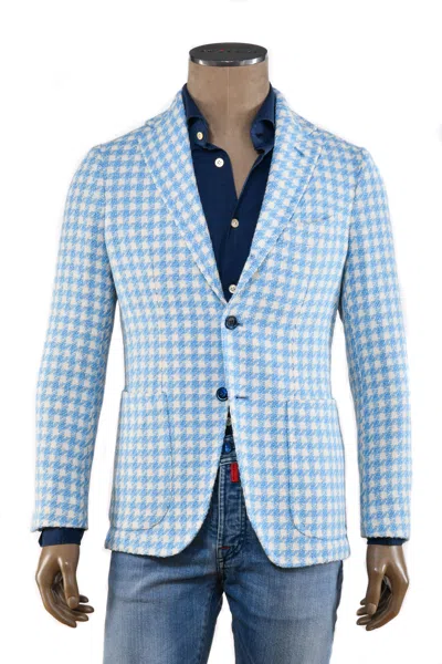 Sartorio Houndstooth Alpaca-cotton Sport Jacket In Blue