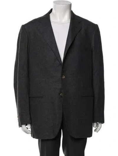 Pre-owned Sartorio Houndstooth Print Puffer Coat In Gray