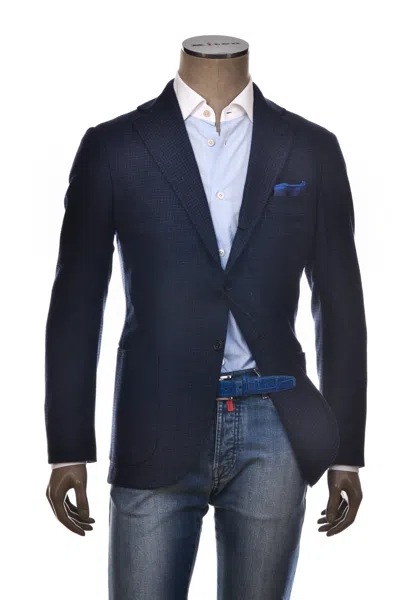 Sartorio Houndstooth Virgin Wool Sport Jacket In Blue