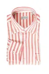 Sartorio Jumbo Pinstripe Denim Snap Button Cotton Overshirt In Multi