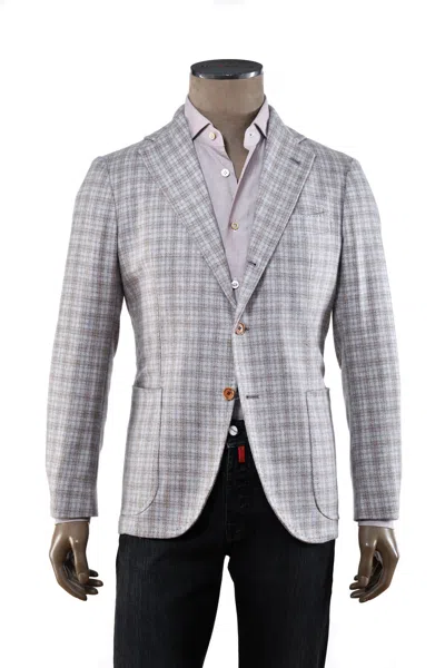 Sartorio Light-grey/ Tan Checked Cashmere Sport Jacket In Multi