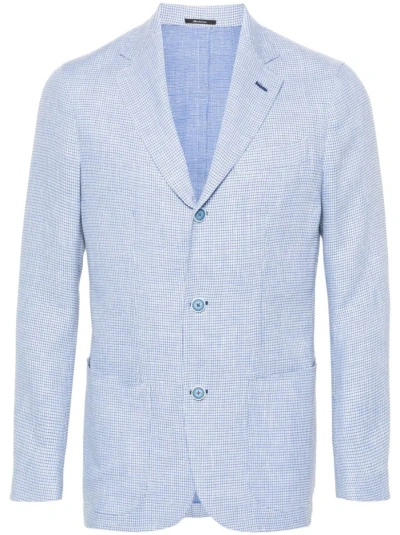Sartorio Linen And Wool Blend Jacket In Blue