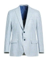 Sartorio Man Blazer Azure Size 46 Hemp, Virgin Wool In Multi