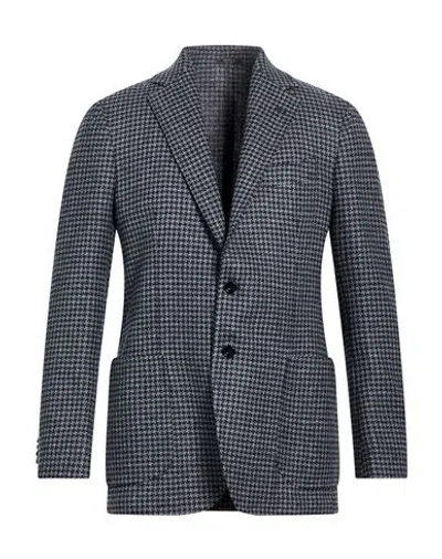 Sartorio Man Blazer Grey Size 36 Virgin Wool, Silk, Linen In Blue