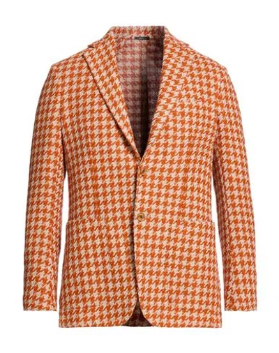 Sartorio Man Blazer Orange Size 44 Alpaca Wool, Cotton, Polyamide